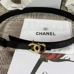 Superb Black Leather Signature Gold CC Waist Accessory
